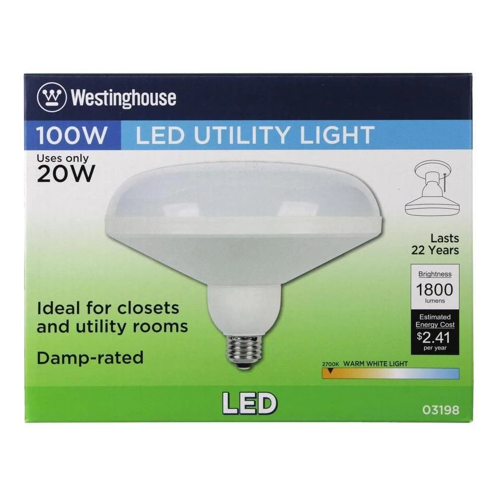 100W Equivalent Warm White (2,700K) DLR64 Utility Medium Base LED Light Bulb by Westinghouse 2 100W Equivalent Warm White (2,700K) DLR64 Utility Medium Base LED Light Bulb by Westinghouse - Image 2