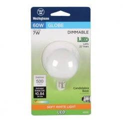 60-Watt Equivalent G16-1/2 Dimmable LED Light Bulb, Soft White (4-Pack) by Westinghouse -Westinghouse Shop westinghouse led light bulbs 4513120 1f 1000