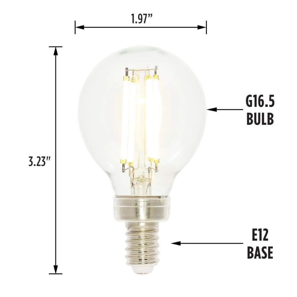 60-Watt Equivalent G16-1/2 Dimmable Clear Edison Filament LED Light Bulb Soft White Light (6-Pack) by Westinghouse 2 60-Watt Equivalent G16-1/2 Dimmable Clear Edison Filament LED Light Bulb Soft White Light (6-Pack) by Westinghouse - Image 2