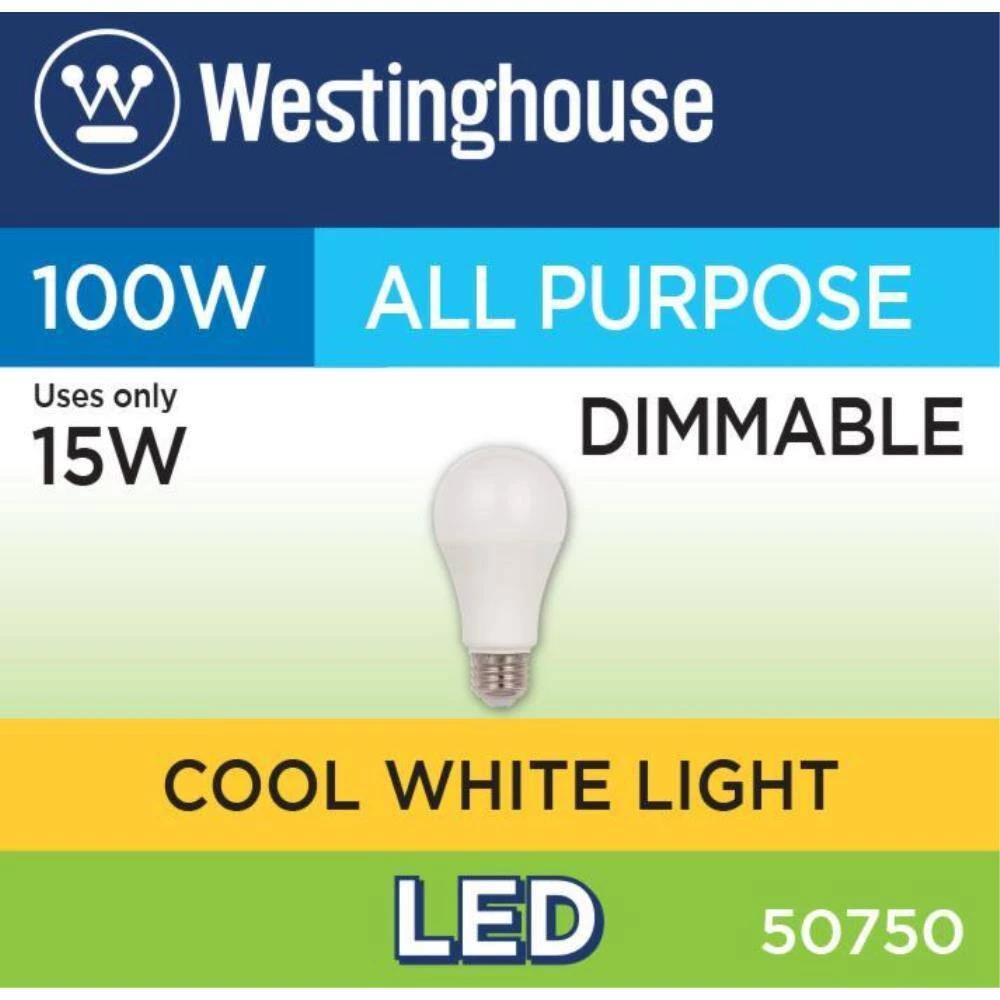 100W Equivalent Cool White Omni A19 Dimmable LED Light Bulb by Westinghouse 5 100W Equivalent Cool White Omni A19 Dimmable LED Light Bulb by Westinghouse - Image 5