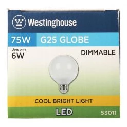 75W Equivalent Cool Bright G25 Dimmable LED Light Bulb (6 Pack) by Westinghouse -Westinghouse Shop westinghouse led light bulbs 5301120 44 1000