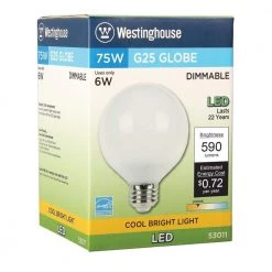 75W Equivalent Cool Bright G25 Dimmable LED Light Bulb (6 Pack) by Westinghouse -Westinghouse Shop westinghouse led light bulbs 5301120 4f 1000