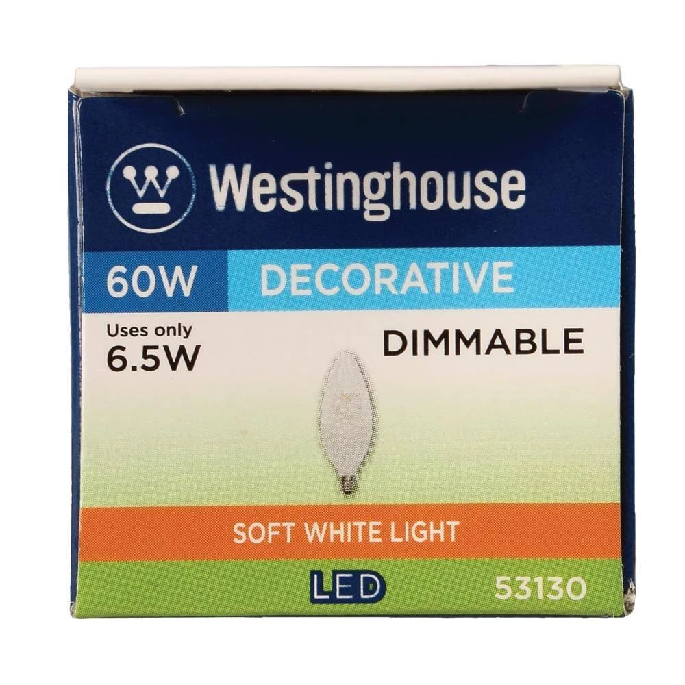 60W Equivalent Soft White B13 Dimmable LED Light Bulb (6-Pack) by Westinghouse 5 60W Equivalent Soft White B13 Dimmable LED Light Bulb (6-Pack) by Westinghouse - Image 5