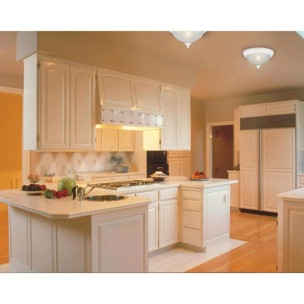 2-Light Ceiling Fixture White Interior Flush-Mount with Frosted Swirl Glass by Westinghouse 2 2-Light Ceiling Fixture White Interior Flush-Mount with Frosted Swirl Glass by Westinghouse - Image 2