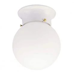 1-Light Ceiling Fixture White Interior Flush-Mount with White Glass Globe by Westinghouse