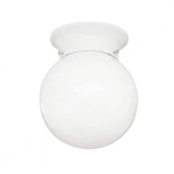 1-Light Ceiling Fixture White Interior Flush-Mount with White Glass Globe by Westinghouse -Westinghouse Shop white westinghouse flush mount lights 6660700 a0 1000