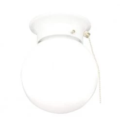 1-Light Ceiling Fixture White Interior Flush-Mount with Pull Chain with White Glass Globe by Westinghouse -Westinghouse Shop white westinghouse flush mount lights 6668000 40 1000