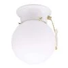 1-Light Ceiling Fixture White Interior Flush-Mount with Pull Chain with White Glass Globe by Westinghouse