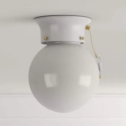 1-Light Ceiling Fixture White Interior Flush-Mount with Pull Chain with White Glass Globe by Westinghouse -Westinghouse Shop white westinghouse flush mount lights 6668000 77 1000