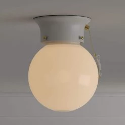 1-Light Ceiling Fixture White Interior Flush-Mount with Pull Chain with White Glass Globe by Westinghouse -Westinghouse Shop white westinghouse flush mount lights 6668000 c3 1000