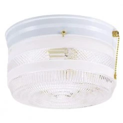 2-Light Ceiling Fixture White Interior Flush-Mount with Pull Chain and White and Clear Glass by Westinghouse