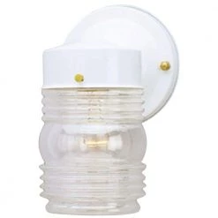 1-Light White Steel Exterior Jelly Jar Wall Lantern Sconce with Clear Glass by Westinghouse